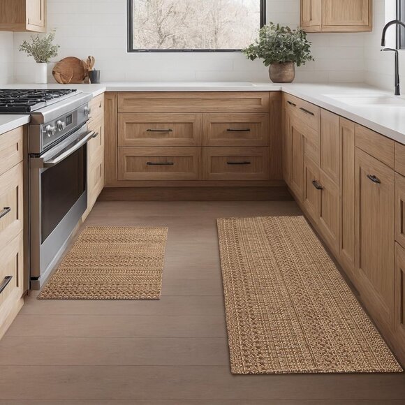 New 2-Piece Kitchen Mat Set, 20x30In+20x48In Washable Non-Slip Floor Rugs - Picture 1 of 9
